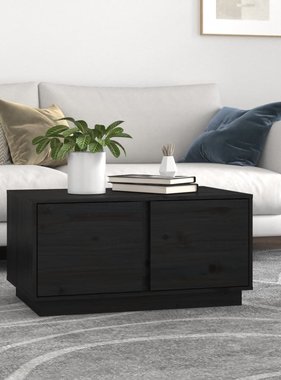 VidaXL Salontafel 80x50x40 cm massief grenenhout zwart