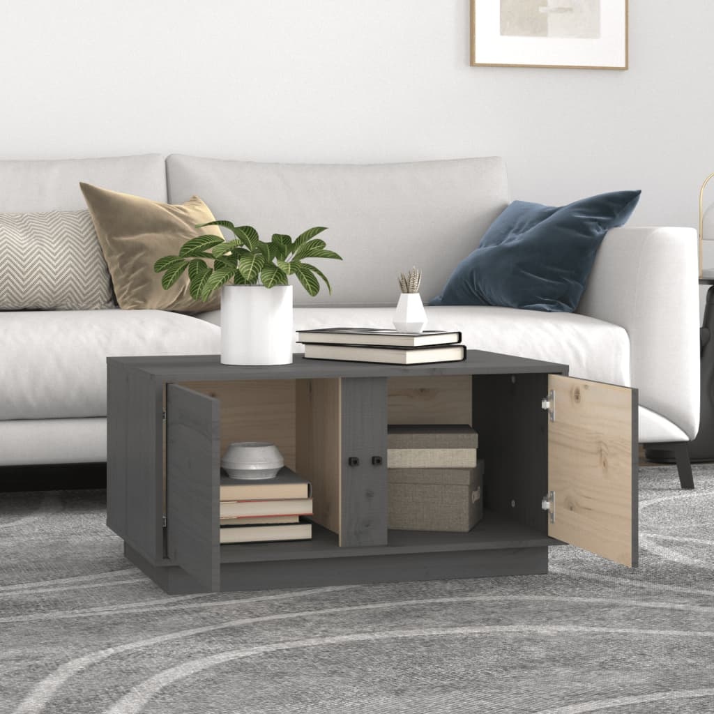 VidaXL Salontafel 80x50x40 cm massief grenenhout grijs