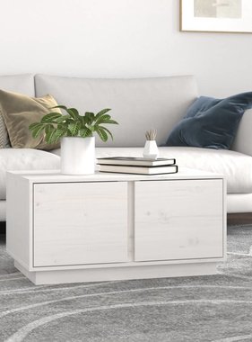 VidaXL Salontafel 80x50x40 cm massief grenenhout wit