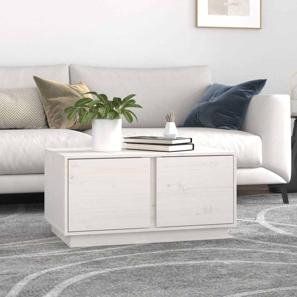 VidaXL Salontafel 80x50x40 cm massief grenenhout wit