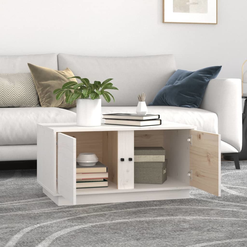 VidaXL Salontafel 80x50x40 cm massief grenenhout wit