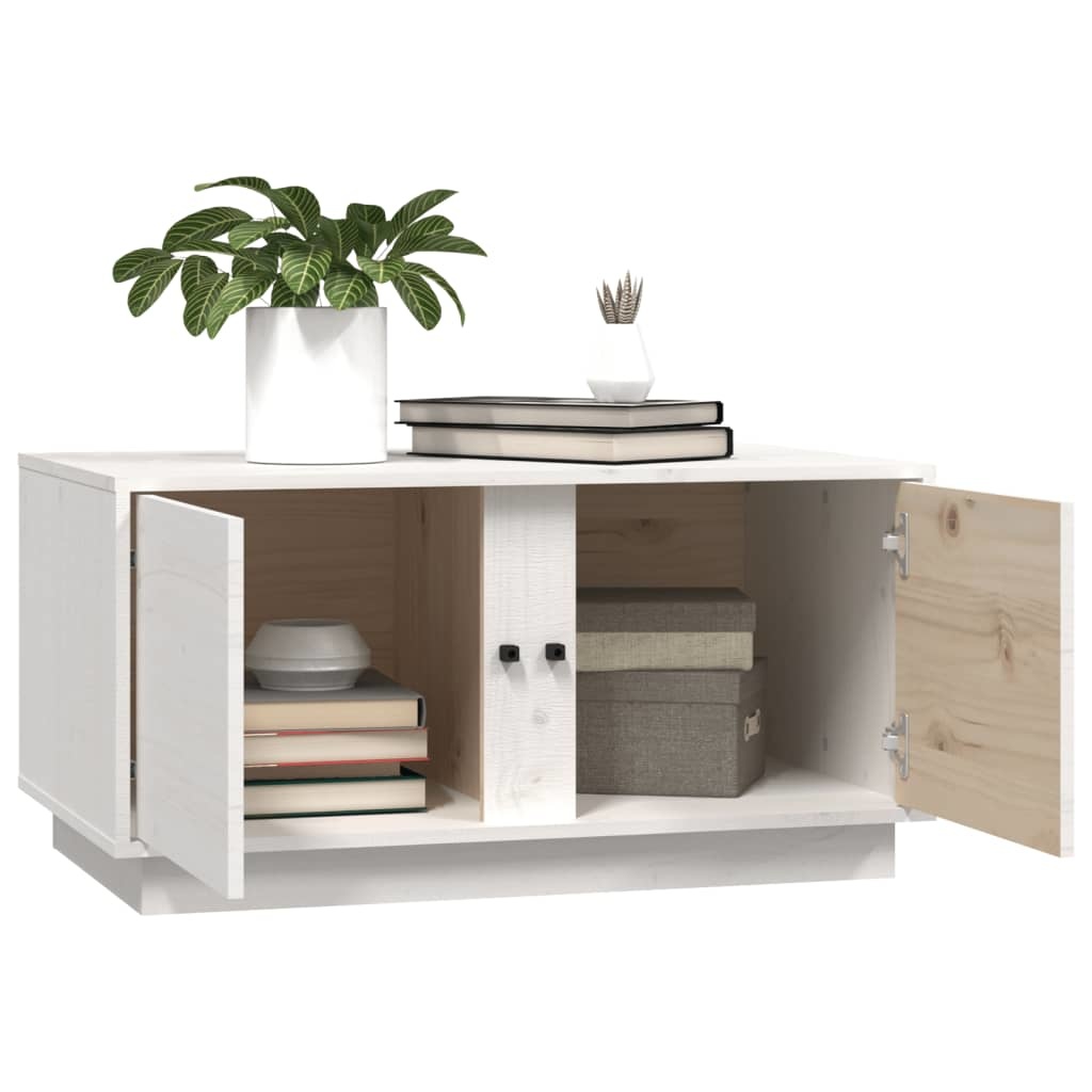 VidaXL Salontafel 80x50x40 cm massief grenenhout wit