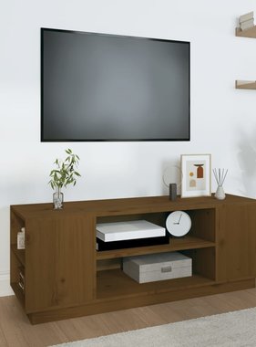 VidaXL Tv-meubel 110x35x40,5 cm massief grenenhout honingbruin