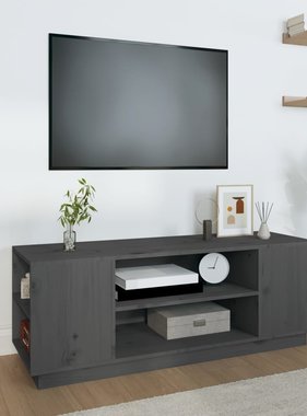 vidaXL Tv-meubel 110x35x40,5 cm massief grenenhout grijs