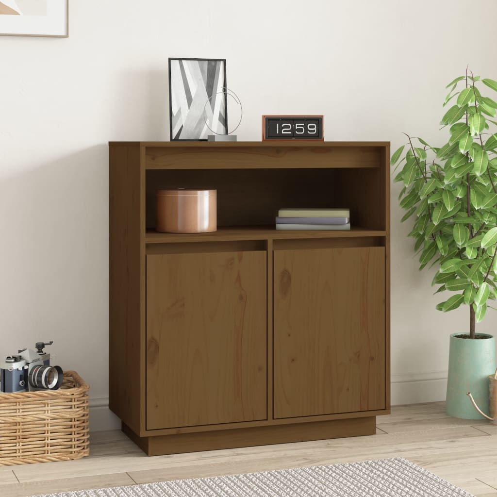 VidaXL Dressoir 70x34x80 cm massief grenenhout honingbruin