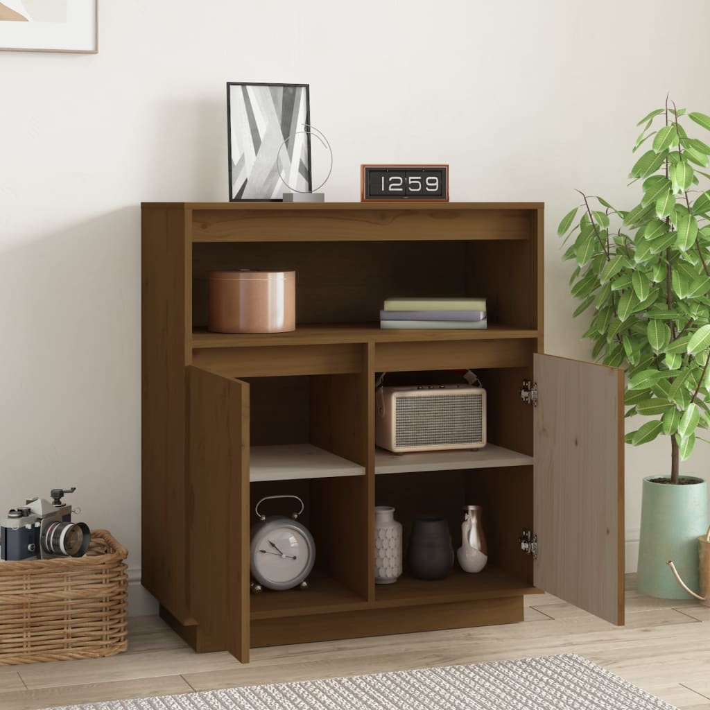 VidaXL Dressoir 70x34x80 cm massief grenenhout honingbruin