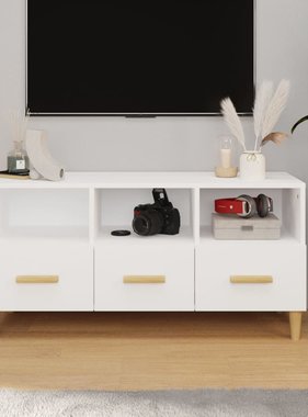 VidaXL Tv-meubel 102x36x50 cm bewerkt hout hoogglans wit