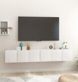 vidaXL TV-hangkasten 3 st 60x30x30 cm hoogglans wit