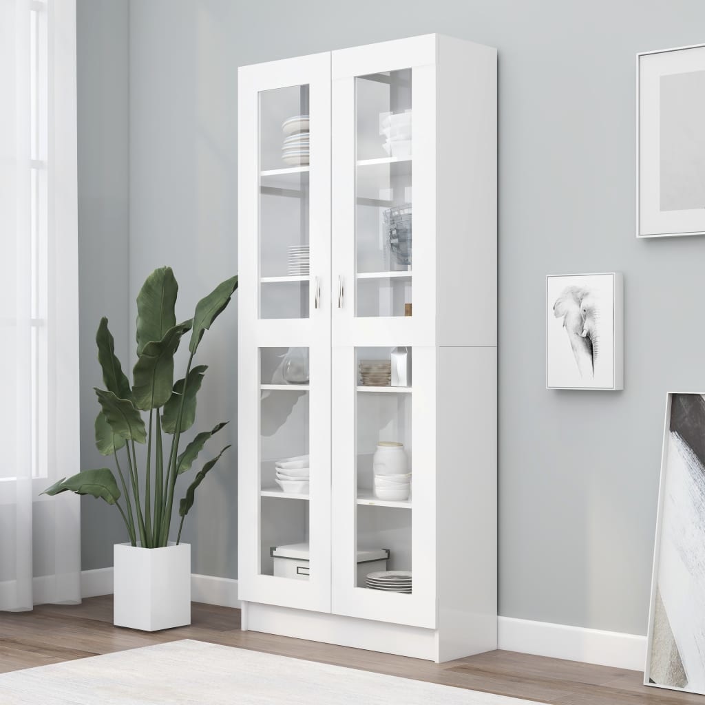 VidaXL Vitrinekast 82,5x30,5x185,5 cm spaanplaat wit