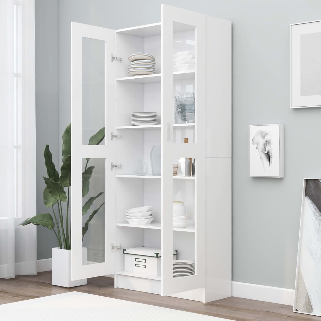 VidaXL Vitrinekast 82,5x30,5x185,5 cm spaanplaat wit