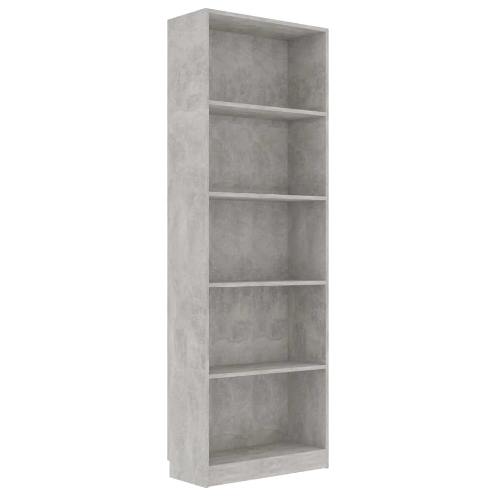 VidaXL Boekenkast met 5 schappen 60x24x175 cm bewerkt hout betongrijs