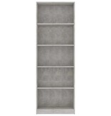 VidaXL Boekenkast met 5 schappen 60x24x175 cm bewerkt hout betongrijs