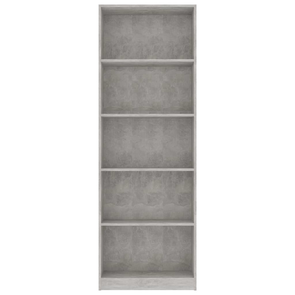 VidaXL Boekenkast met 5 schappen 60x24x175 cm bewerkt hout betongrijs