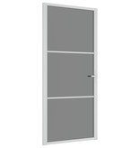 vidaXL Binnendeur 93x201,5 cm ESG-glas en aluminium wit