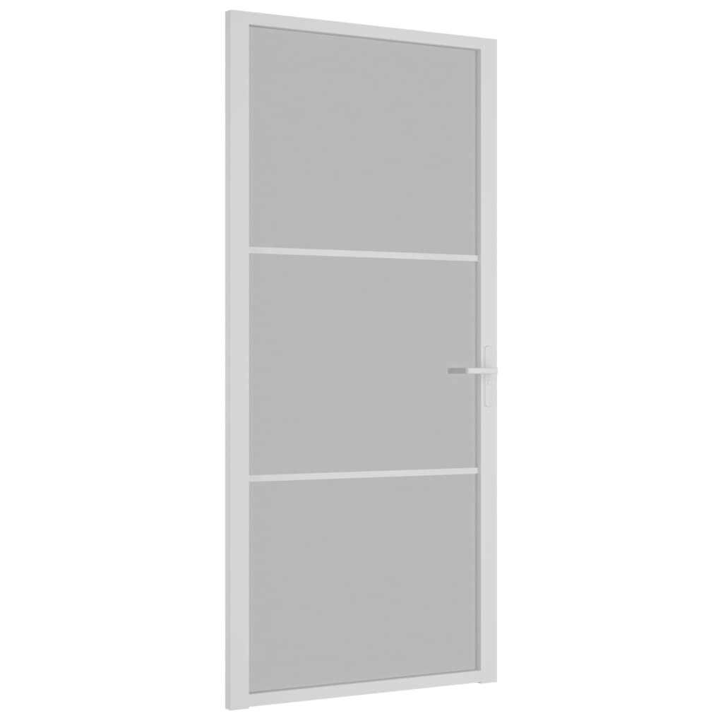 vidaXL Binnendeur 93x201,5 cm matglas en aluminium wit