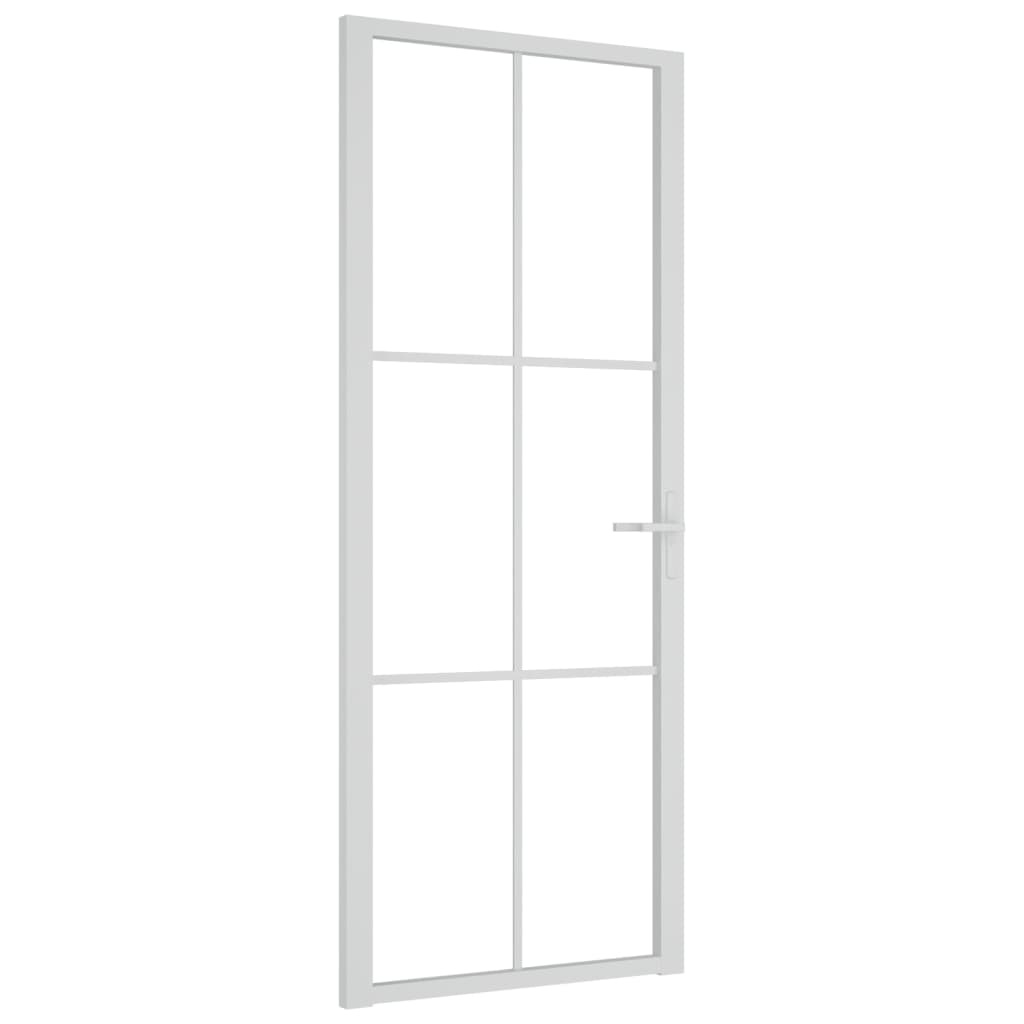 vidaXL Binnendeur 83x201,5 cm ESG-glas en aluminium wit