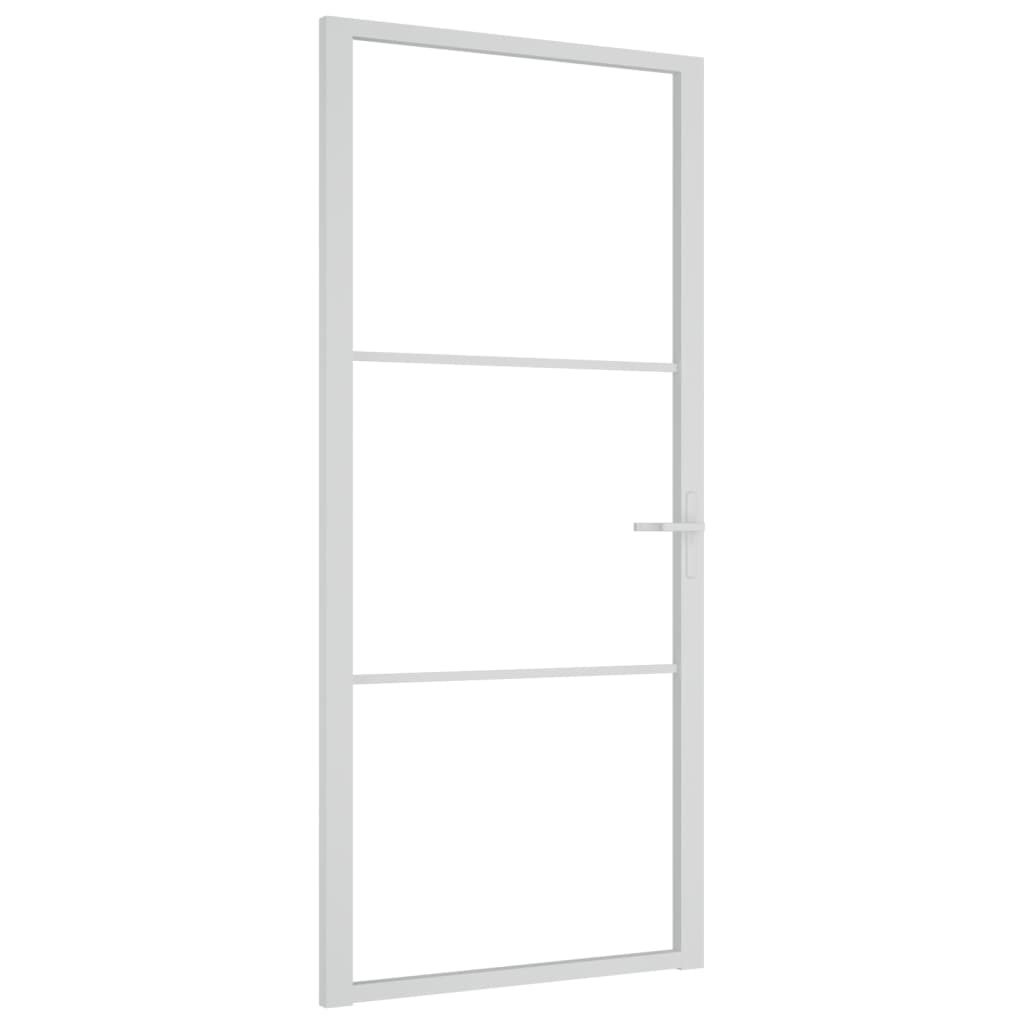 vidaXL Binnendeur 93x201,5 cm ESG-glas en aluminium wit