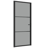 vidaXL Binnendeur 93x201,5 cm ESG-glas en aluminium zwart