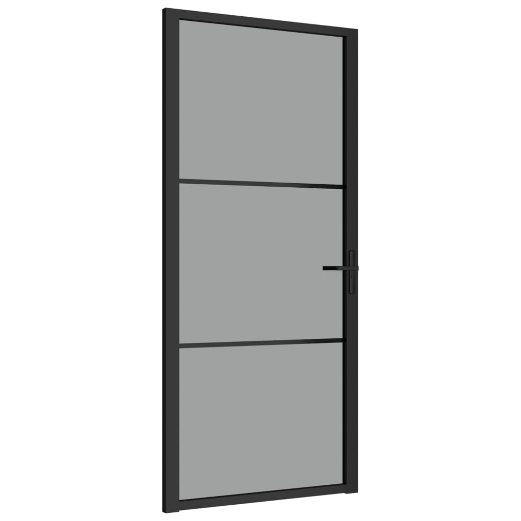 vidaXL Binnendeur 93x201,5 cm ESG-glas en aluminium zwart