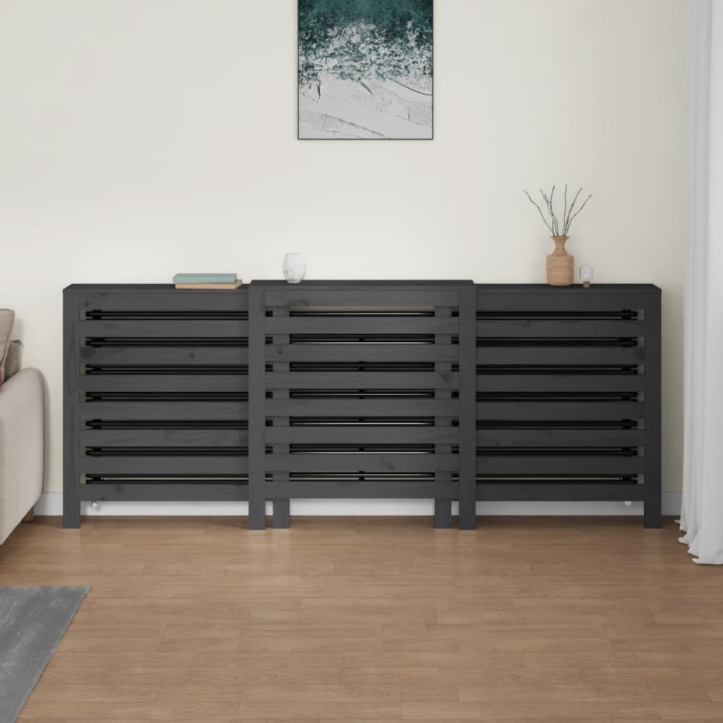 vidaXL Radiatorombouw 210x21x85 cm massief grenenhout grijs