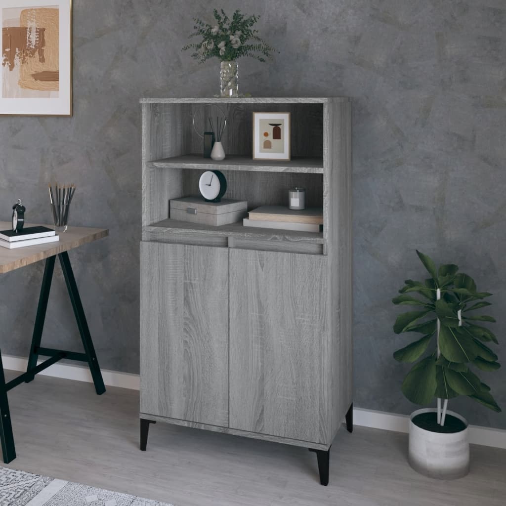 VidaXL Hoge kast 60x36x110 cm bewerkt hout grijs sonoma eikenkleurig