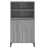 VidaXL Hoge kast 60x36x110 cm bewerkt hout grijs sonoma eikenkleurig