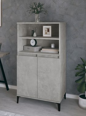 VidaXL Hoge kast 60x36x110 cm bewerkt hout betongrijs