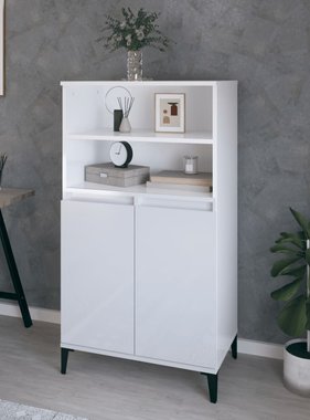 VidaXL Hoge kast 60x36x110 cm bewerkt hout hoogglans wit