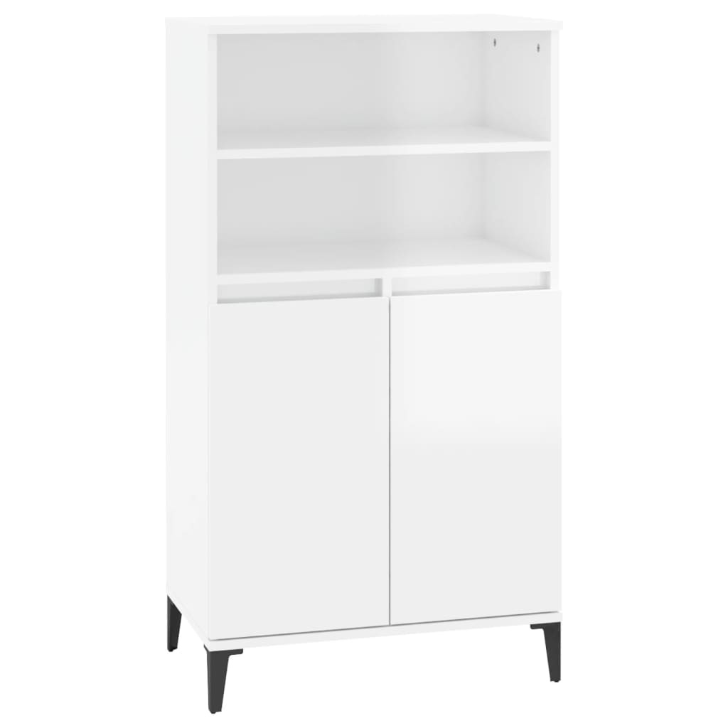 VidaXL Hoge kast 60x36x110 cm bewerkt hout hoogglans wit