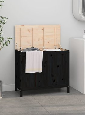 VidaXL Wasmand 88,5x44x76 cm massief grenenhout zwart