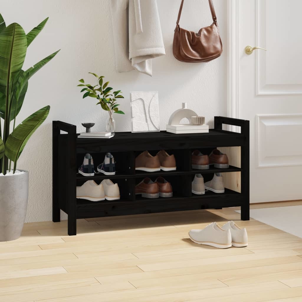 VidaXL Halbankje 110x40x60 cm massief grenenhout zwart