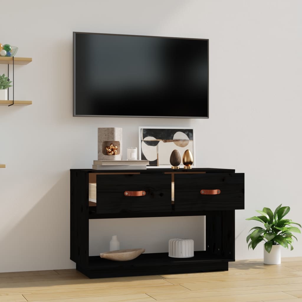 vidaXL Tv-meubel 90x40x60 cm massief grenenhout zwart