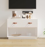 vidaXL Tv-meubel 90x40x60 cm massief grenenhout wit