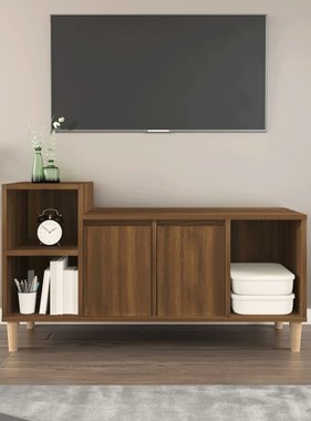 vidaXL Tv-meubel 100x35x55 cm bewerkt hout bruineikenkleurig