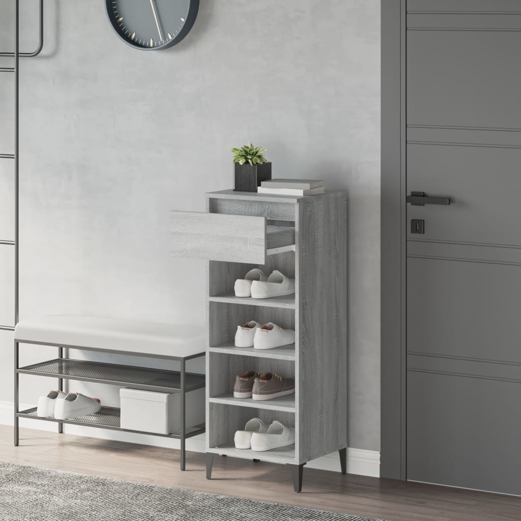 VidaXL Schoenenrek 40x36x105 cm bewerkt hout grijs sonoma eikenkleurig