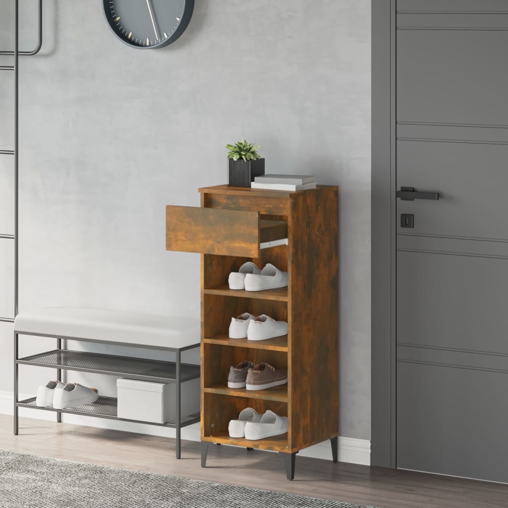 VidaXL Schoenenrek 40x36x105 cm bewerkt hout gerookt eikenkleurig