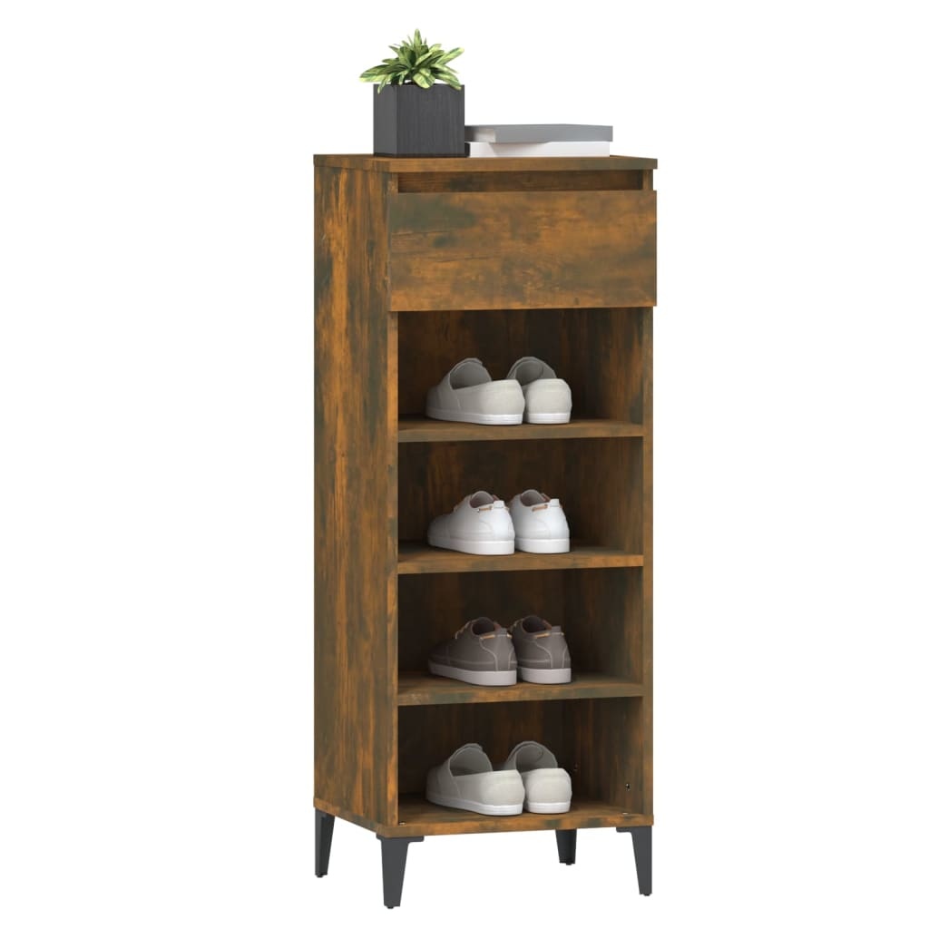 VidaXL Schoenenrek 40x36x105 cm bewerkt hout gerookt eikenkleurig