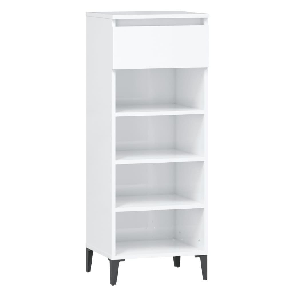 VidaXL Schoenenrek 40x36x105 cm bewerkt hout hoogglans wit