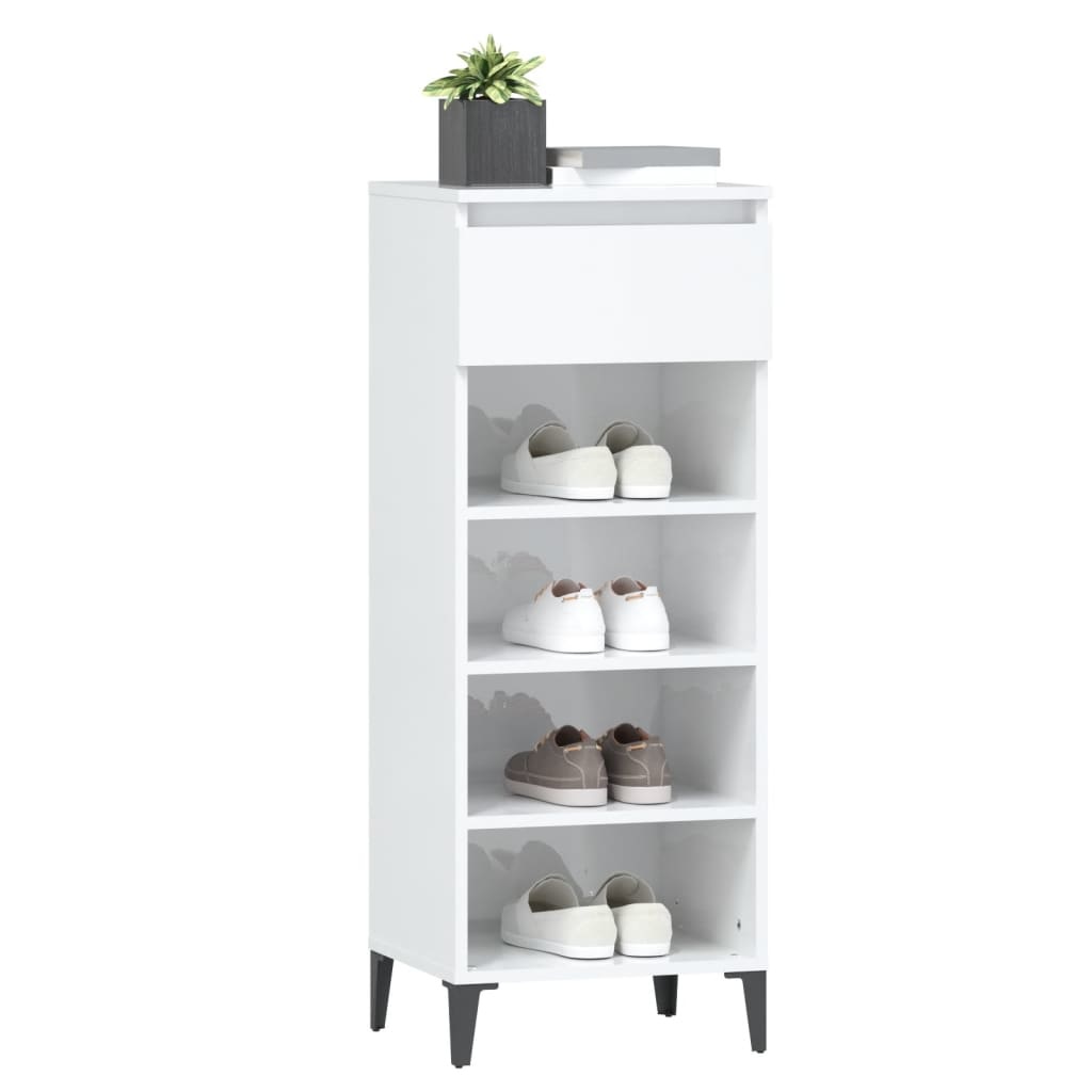 VidaXL Schoenenrek 40x36x105 cm bewerkt hout hoogglans wit