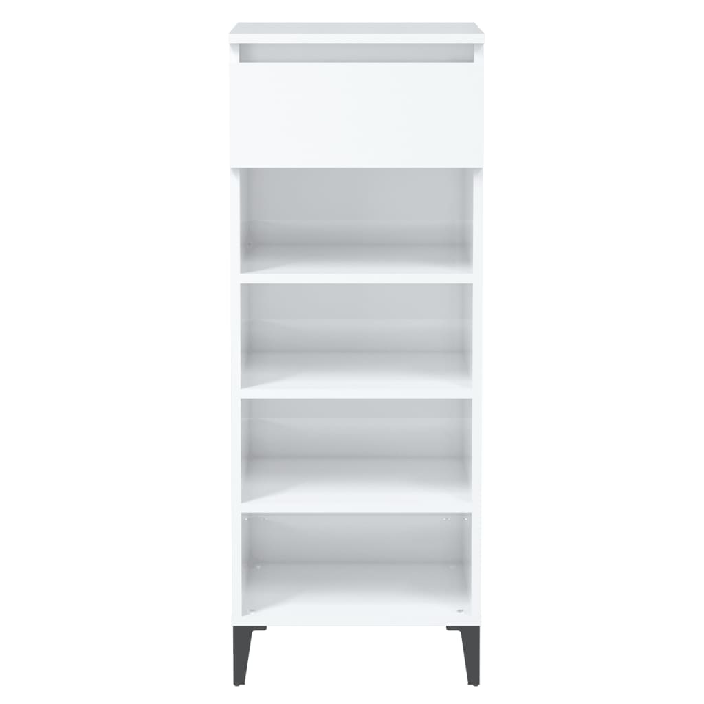 VidaXL Schoenenrek 40x36x105 cm bewerkt hout hoogglans wit