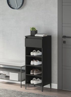 VidaXL Schoenenrek 40x36x105 cm bewerkt hout zwart