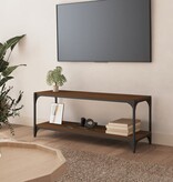 vidaXL Tv-meubel 100x33x41 cm bewerkt hout en staal bruineikenkleurig