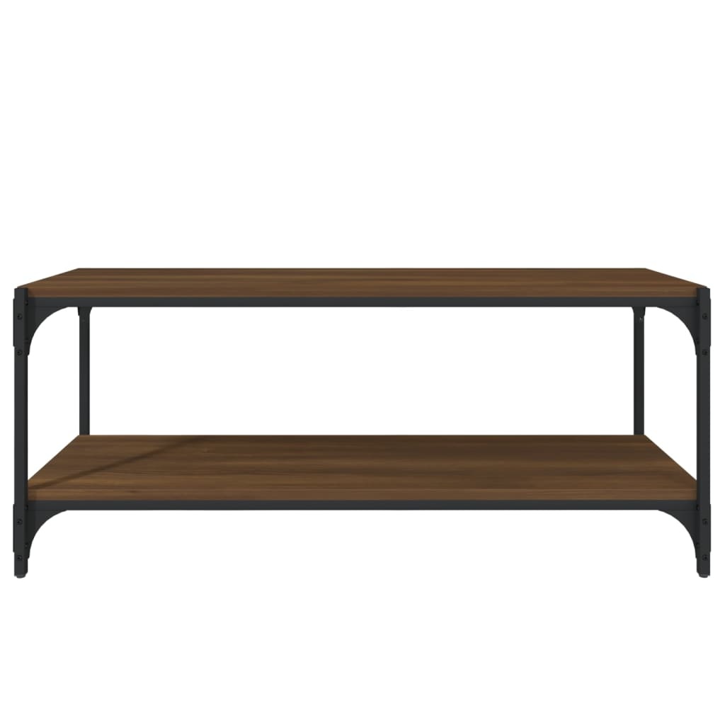 vidaXL Tv-meubel 100x33x41 cm bewerkt hout en staal bruineikenkleurig