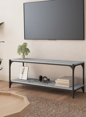 vidaXL Tv-meubel 100x33x41 cm bewerkt hout en staal grijs sonoma eiken