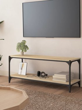 vidaXL Tv-meubel 100x33x41 cm bewerkt hout en staal sonoma eikenkleur