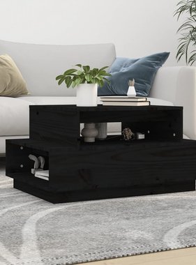 VidaXL Salontafel 80x55x40,5 cm massief grenenhout zwart