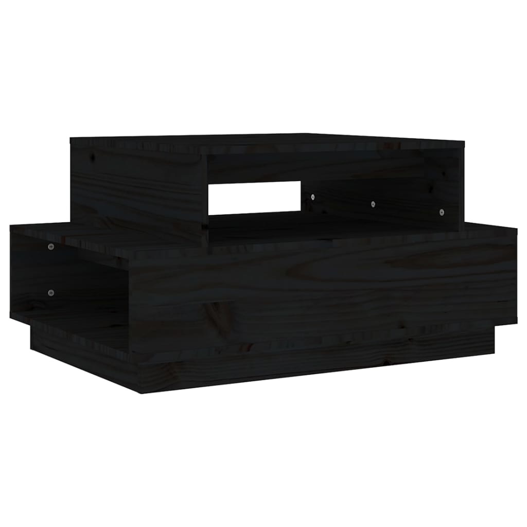 VidaXL Salontafel 80x55x40,5 cm massief grenenhout zwart