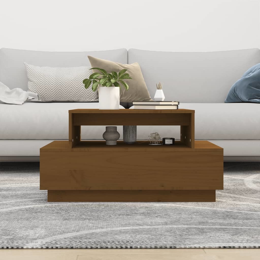VidaXL Salontafel 80x55x40,5 cm massief grenenhout honingbruin