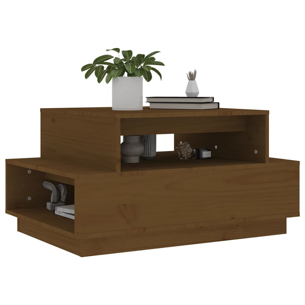 VidaXL Salontafel 80x55x40,5 cm massief grenenhout honingbruin