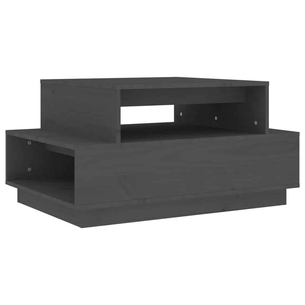 VidaXL Salontafel 80x55x40,5 cm massief grenenhout grijs